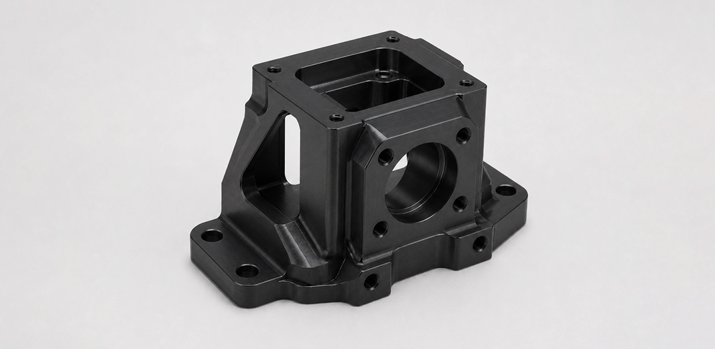Black oxide finished steel CNC machined part