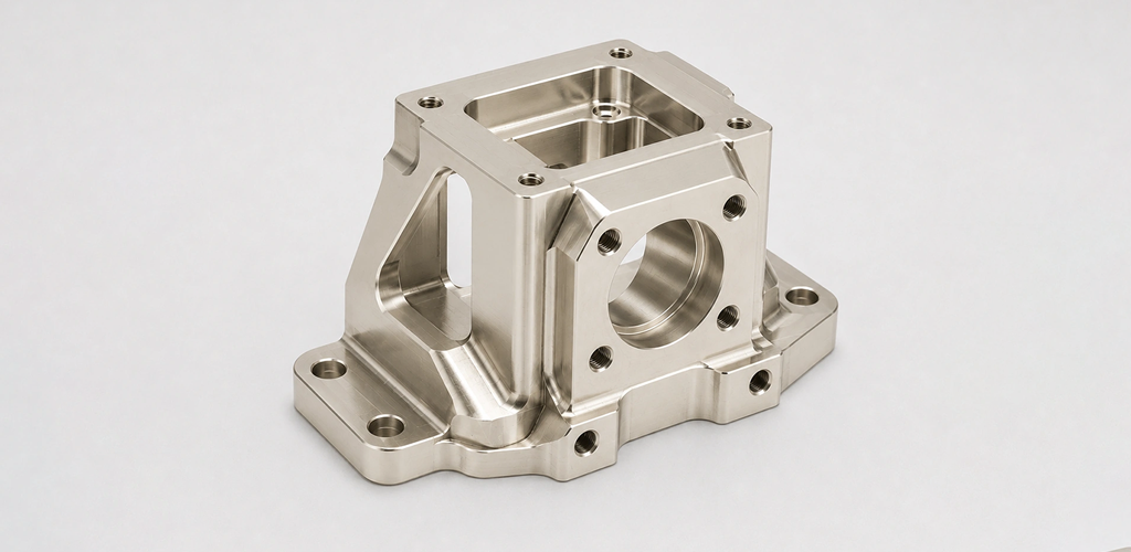 Nickel plated CNC machined part with metallic finish