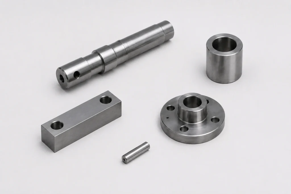 1018 carbon steel CNC machined shafts, pins, bushings, and mounting components