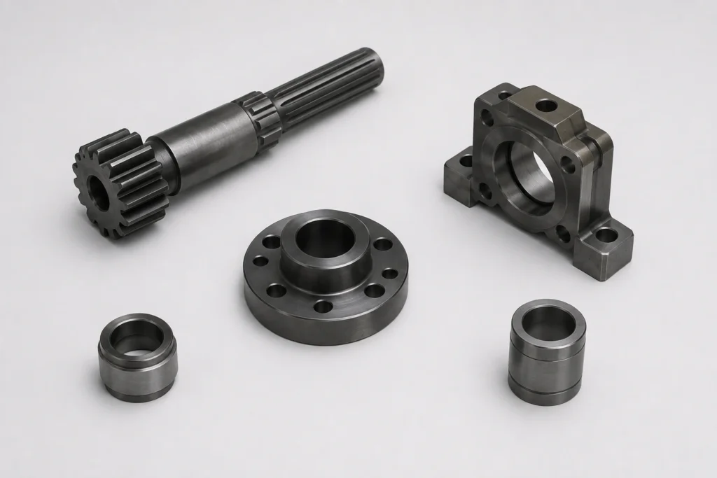 4140 alloy steel CNC machined gear shaft, housing, flange, and high-strength components