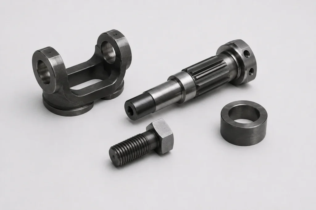 4340 alloy steel CNC machined shaft, yoke, fastener, and high-load mechanical components