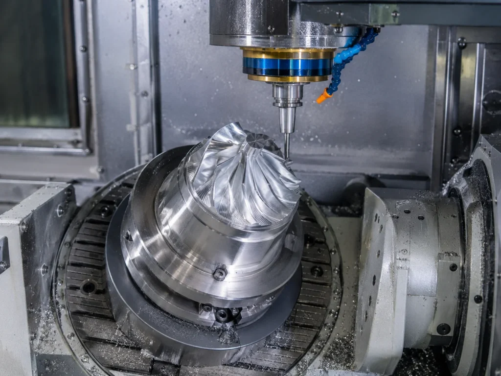 5-axis CNC machining of complex curved geometry