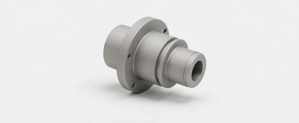 Bead blasted CNC turned part with a uniform matte finish
