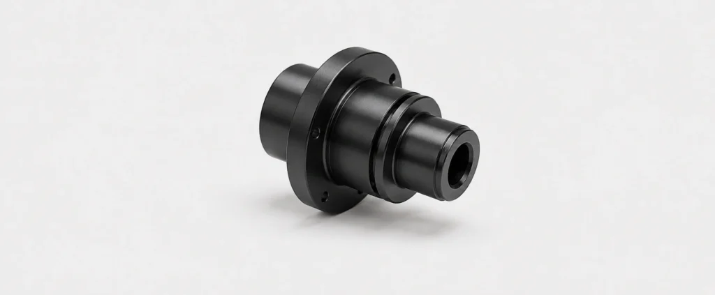 Black oxide finished CNC turned steel component
