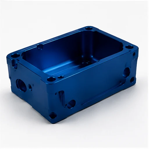 Blue anodized CNC machined aluminum enclosure