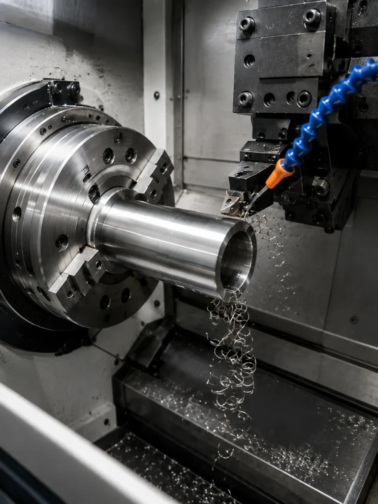 CNC OD and ID turning of a precision cylindrical metal part