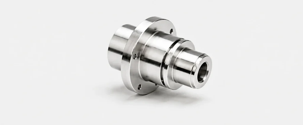 Electropolished CNC turned stainless steel part with a bright finish