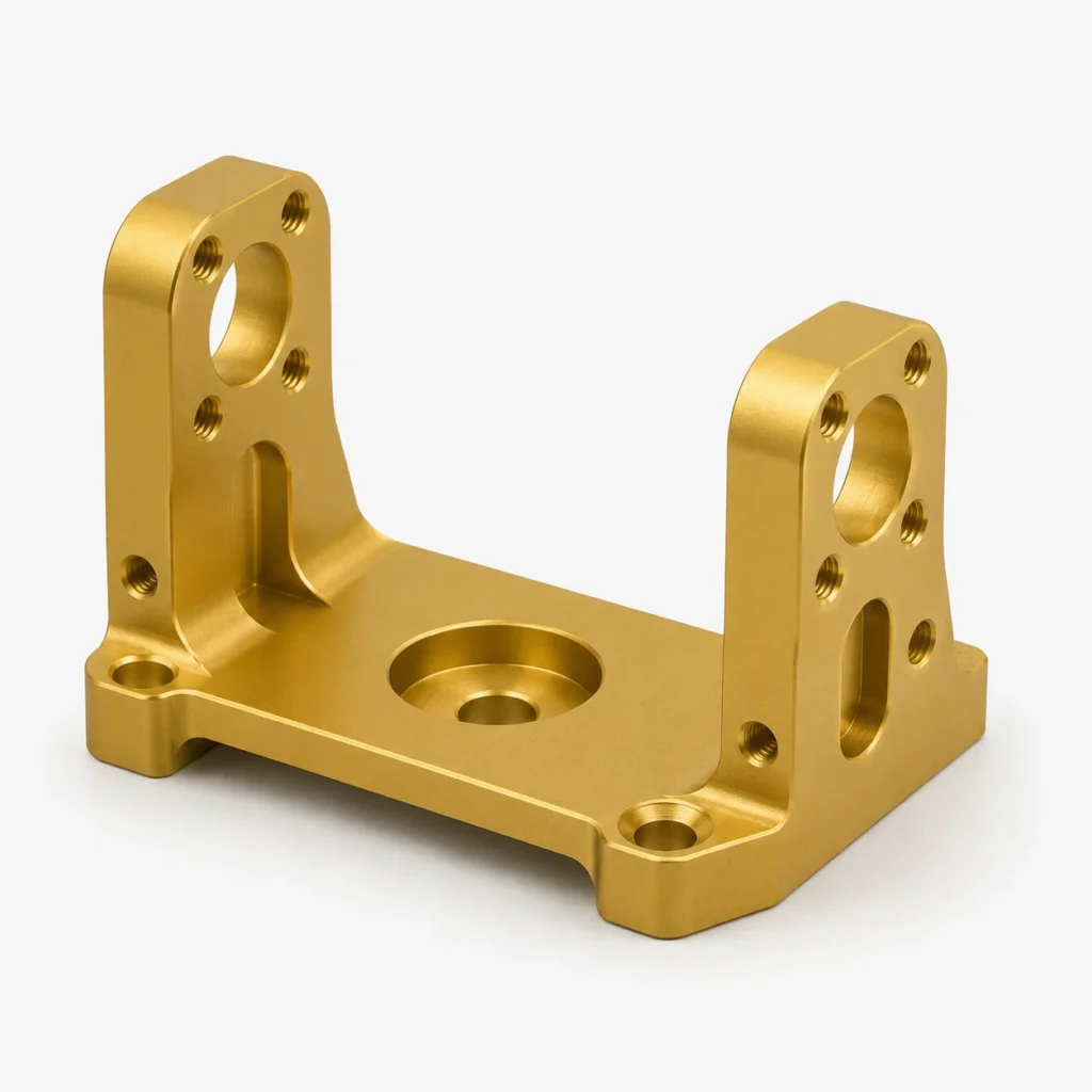 Gold anodized CNC aluminum bracket