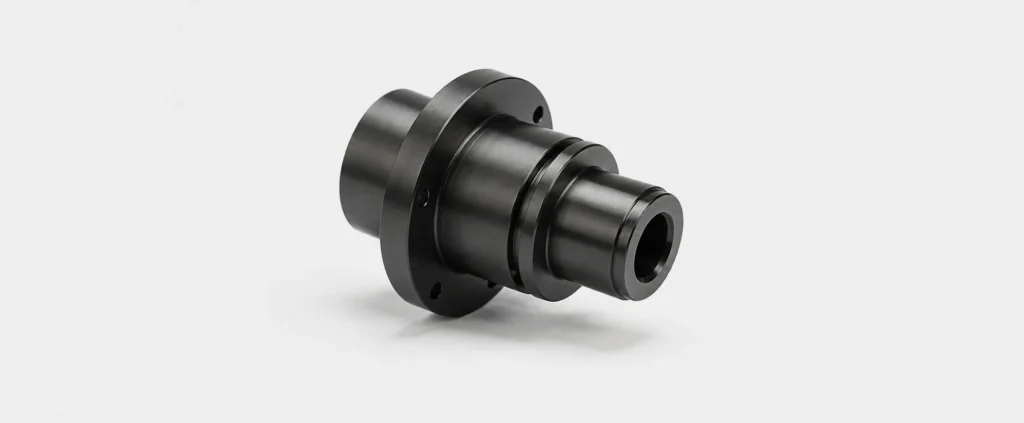 Black powder coated CNC turned component