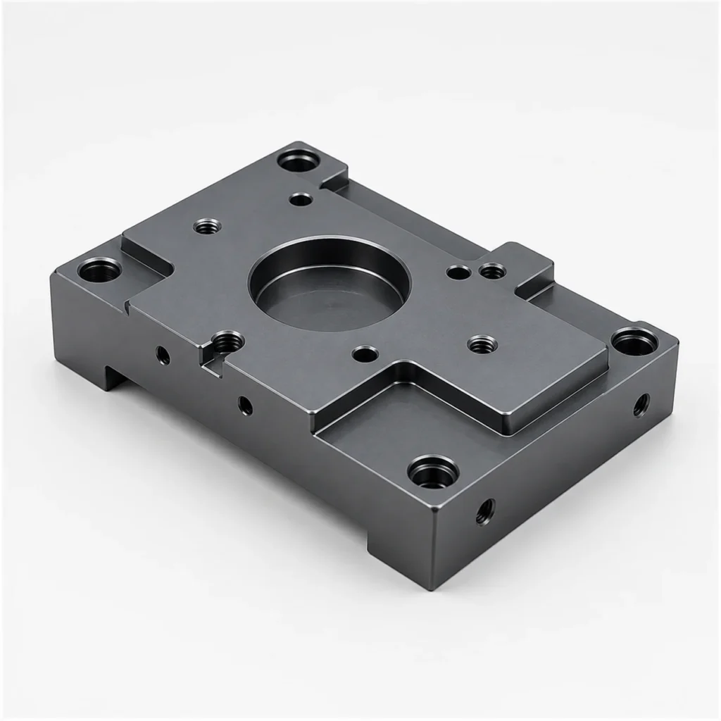 Black finished CNC machined aluminum plate