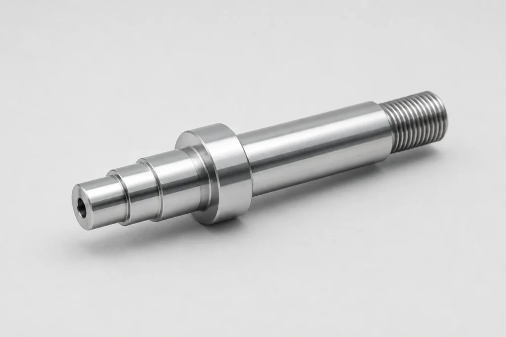 Precision CNC turned shaft with stepped diameters and threaded end