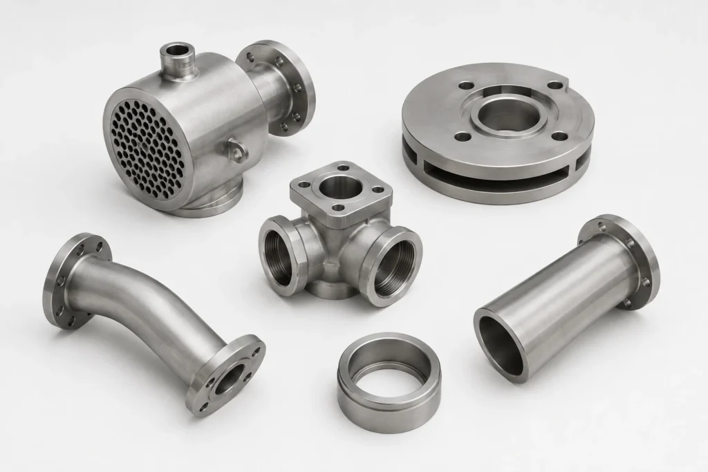 Grade 12 titanium CNC machined parts for chemical processing, heat exchanger, and corrosion-resistant industrial applications