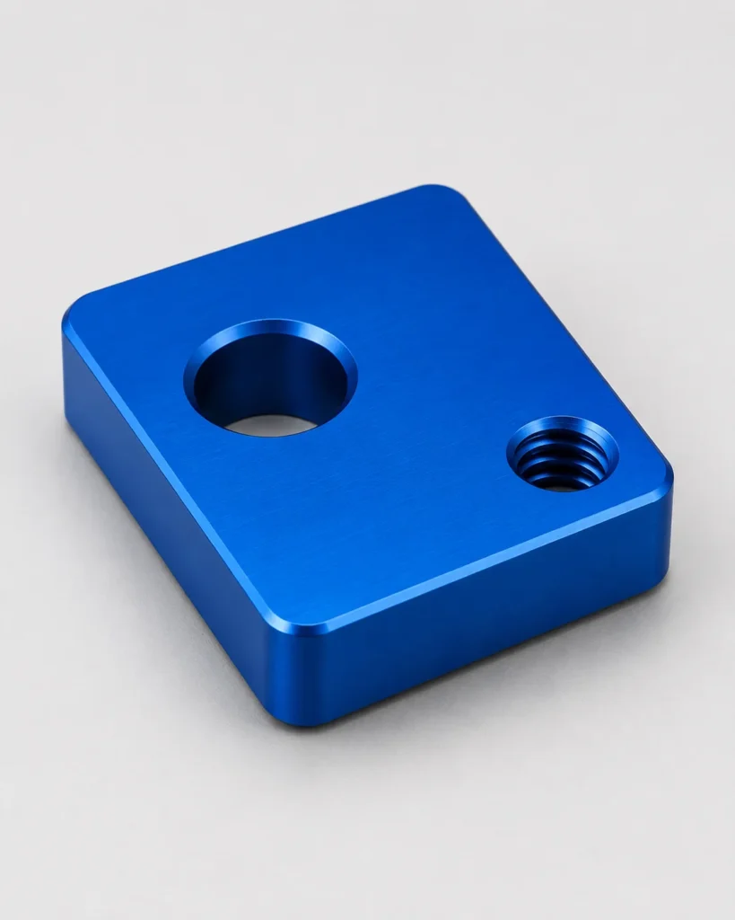 Blue Type II anodized aluminum sample