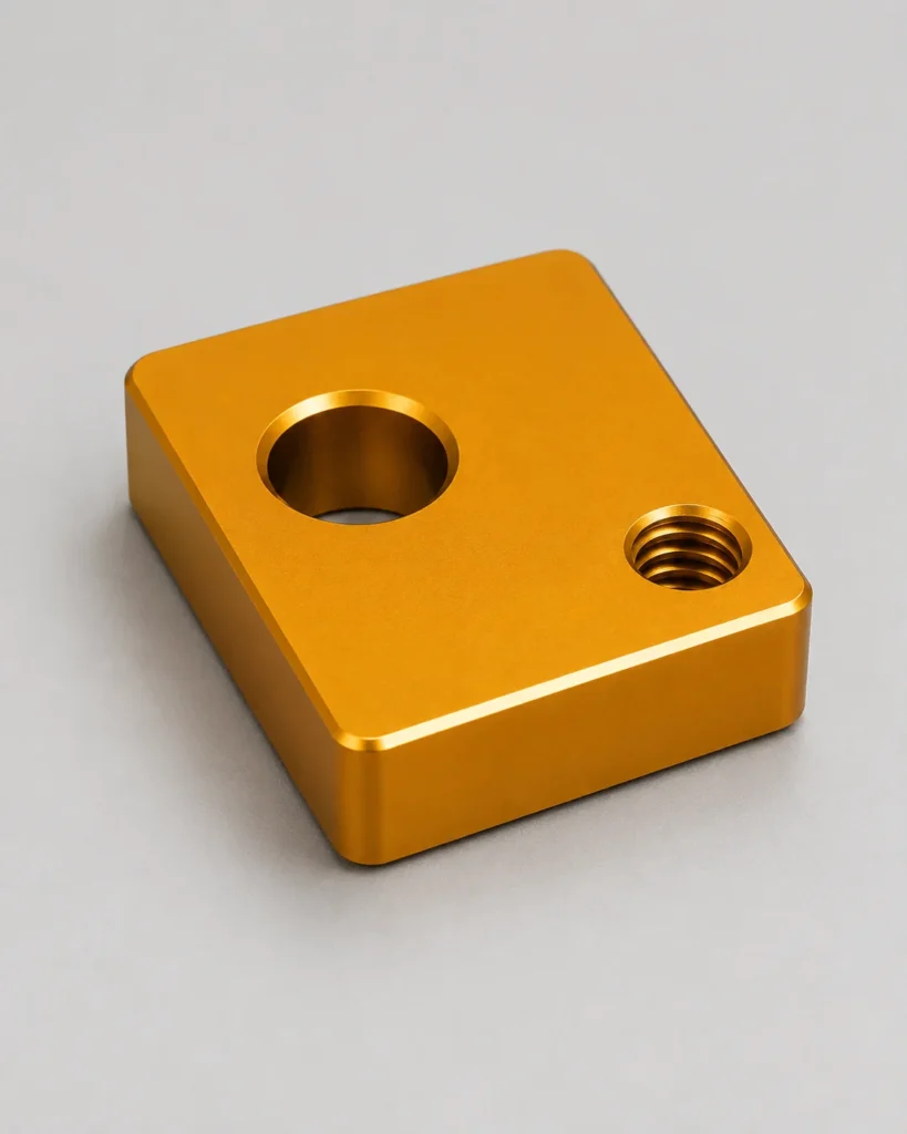 Gold Type II anodized aluminum sample