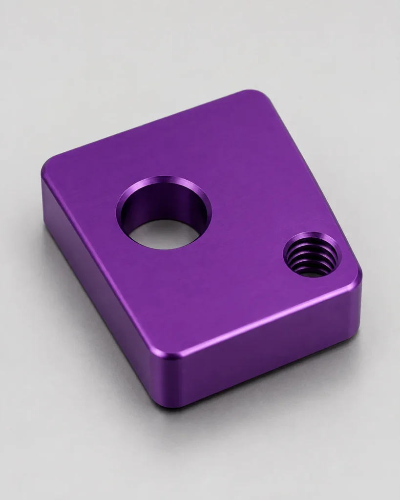 Purple Type II anodized aluminum sample