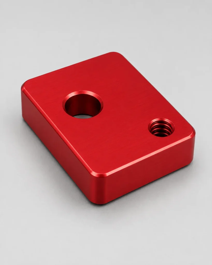 Red Type II anodized aluminum sample
