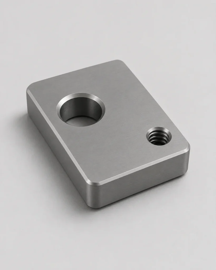 Natural gray Type III hardcoat anodized aluminum sample