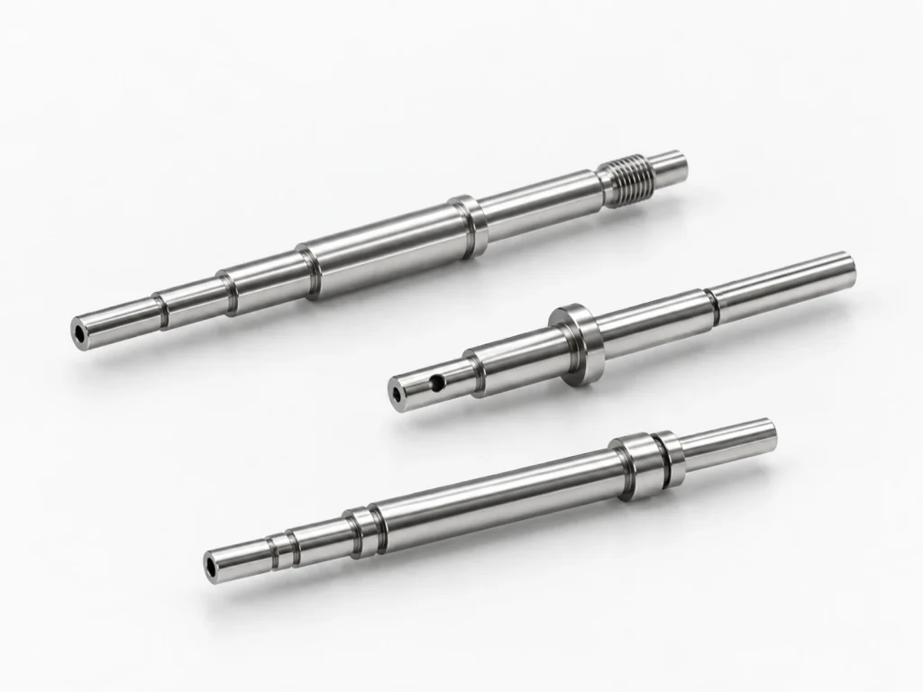 Swiss-machined miniature precision shafts with stepped features