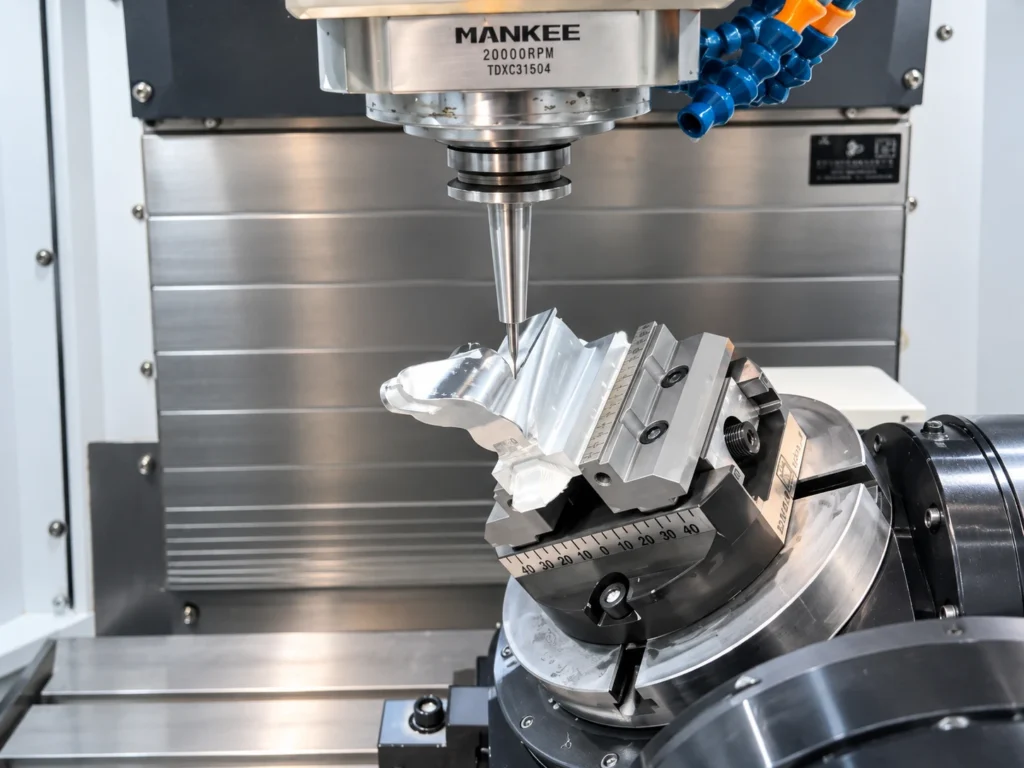 5-axis CNC milling a complex aluminum part