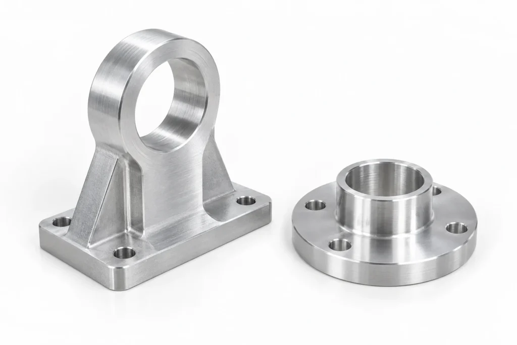 6082 aluminum CNC machined mounting bracket and flange components