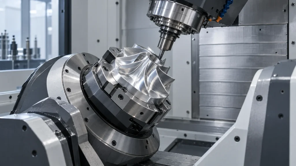 5-axis CNC machining a complex precision robotics component