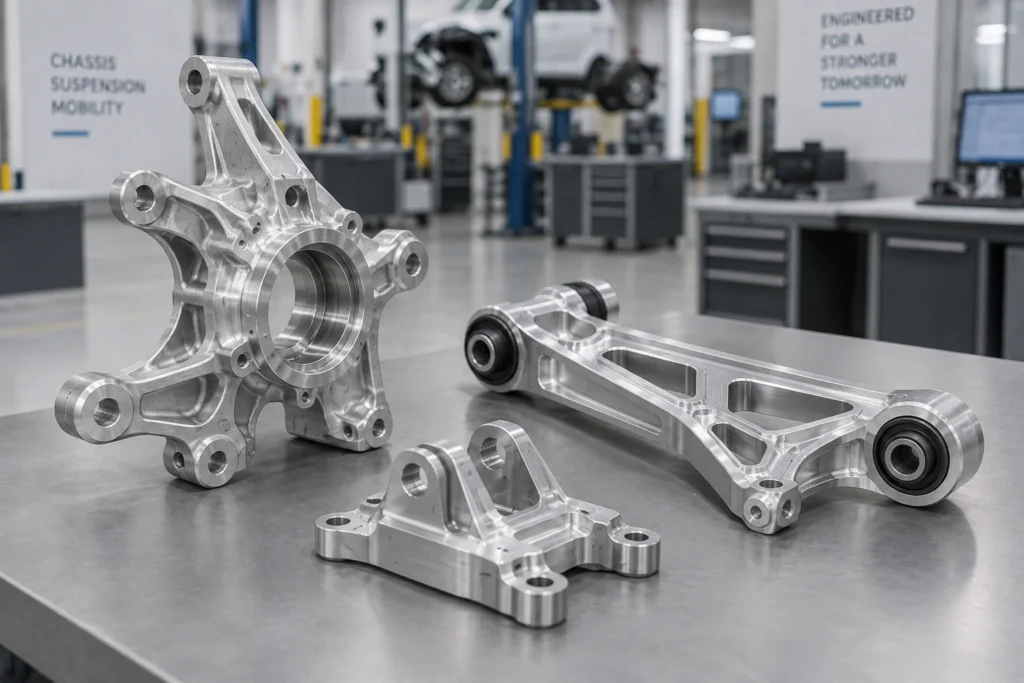 Precision machined chassis and suspension components for automotive applications