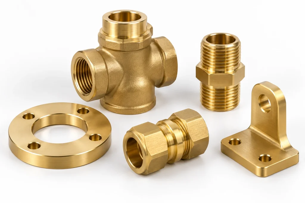 C360 brass CNC machined fittings, threaded connectors, flange and precision components