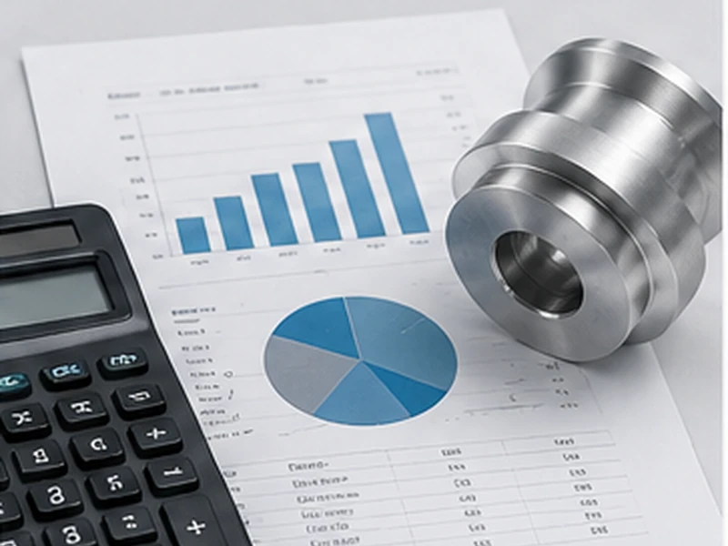 CNC machined component with production cost analysis charts