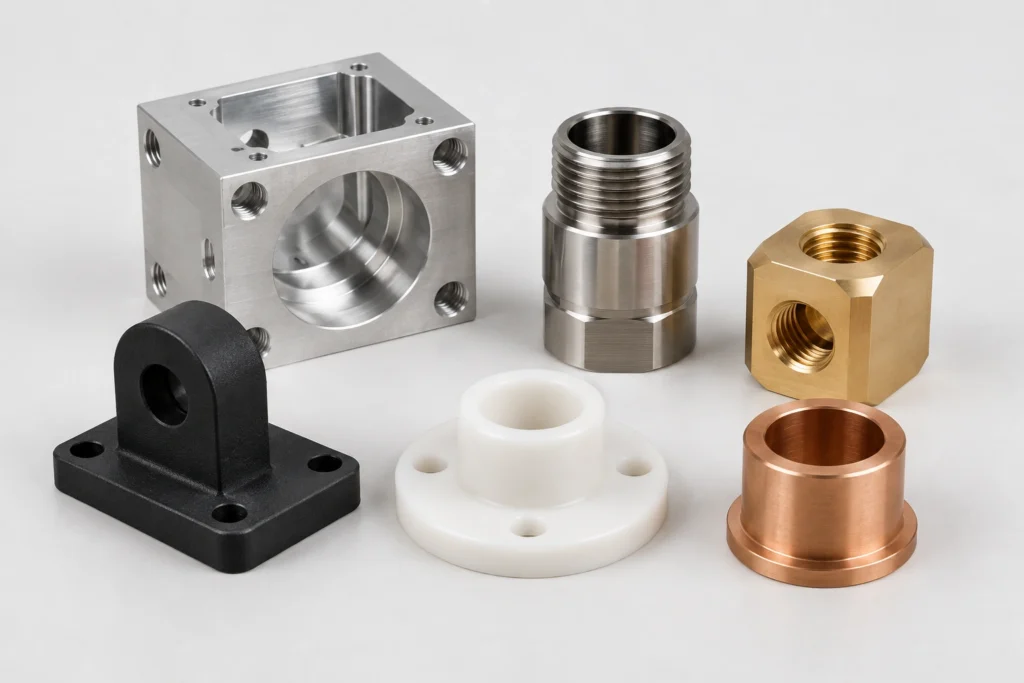 CNC machining materials including metal and engineering plastic parts
