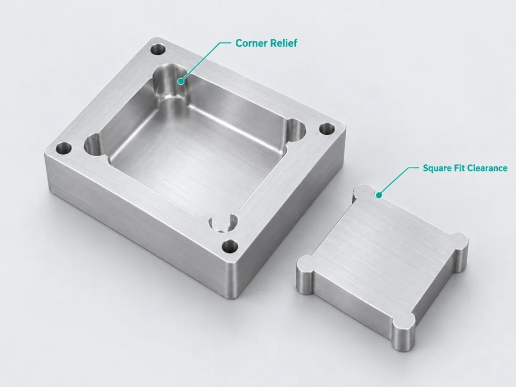 Internal corner radius design for deep CNC machined pockets
