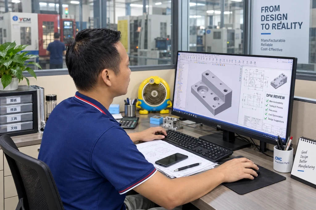DFM drawing review for CNC machined parts