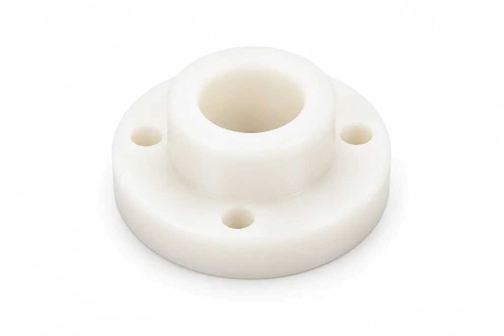 CNC machined engineering plastic flange with mounting holes