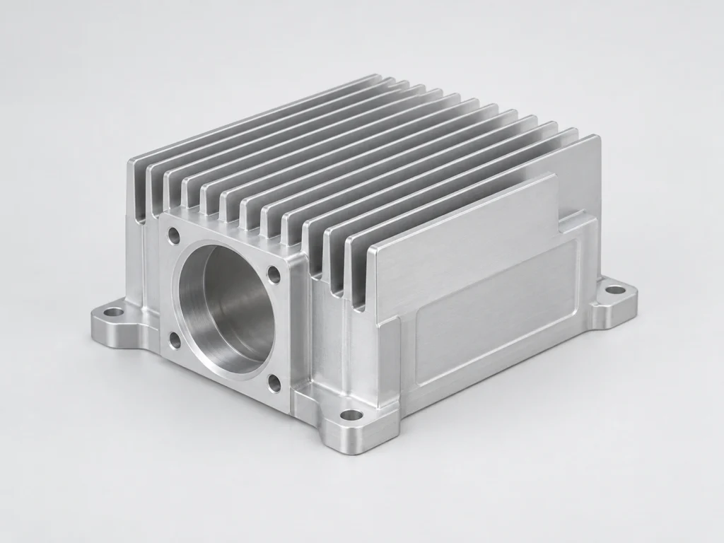 CNC milled aluminum finned housing for thermal management
