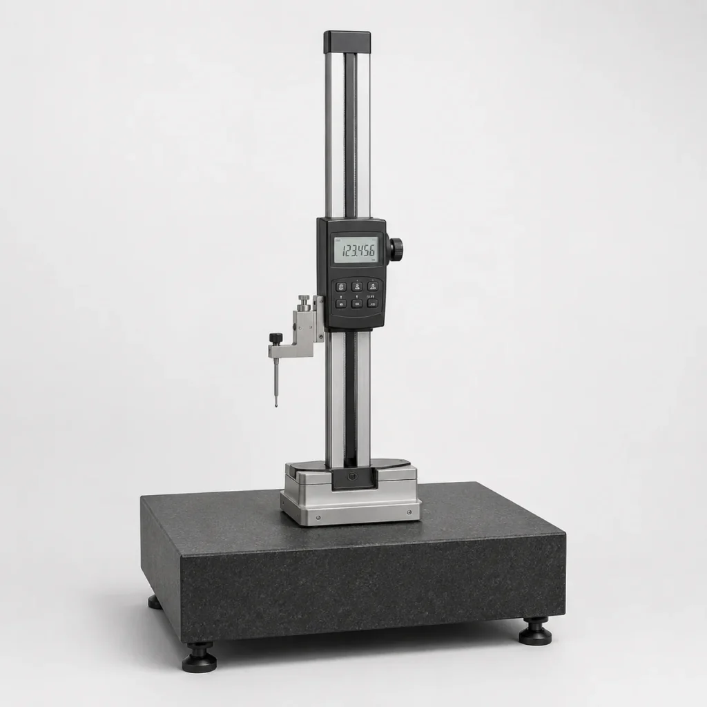 Height gauge for dimensional inspection of machined parts