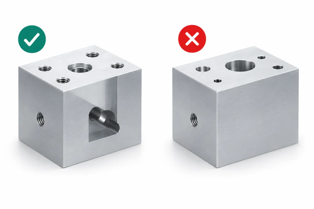 Comparison of standard and non-standard hole sizes for CNC machining