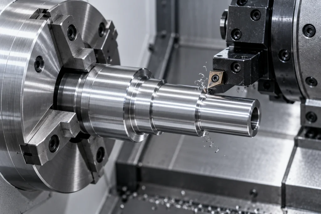 CNC turning of shafts and rotational components for industrial automation