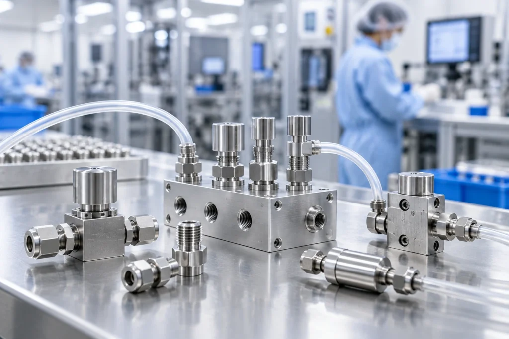 Precision machined components for medical fluid handling systems