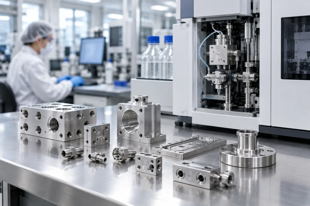 CNC machined components for laboratory and analytical systems