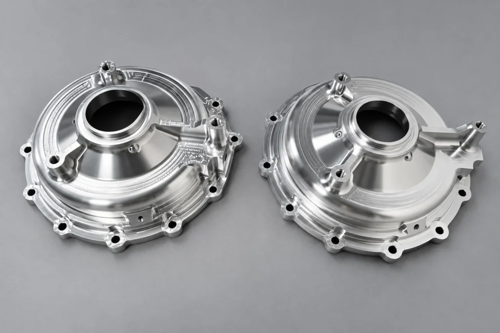 Precision CNC machined aluminum circular housing components