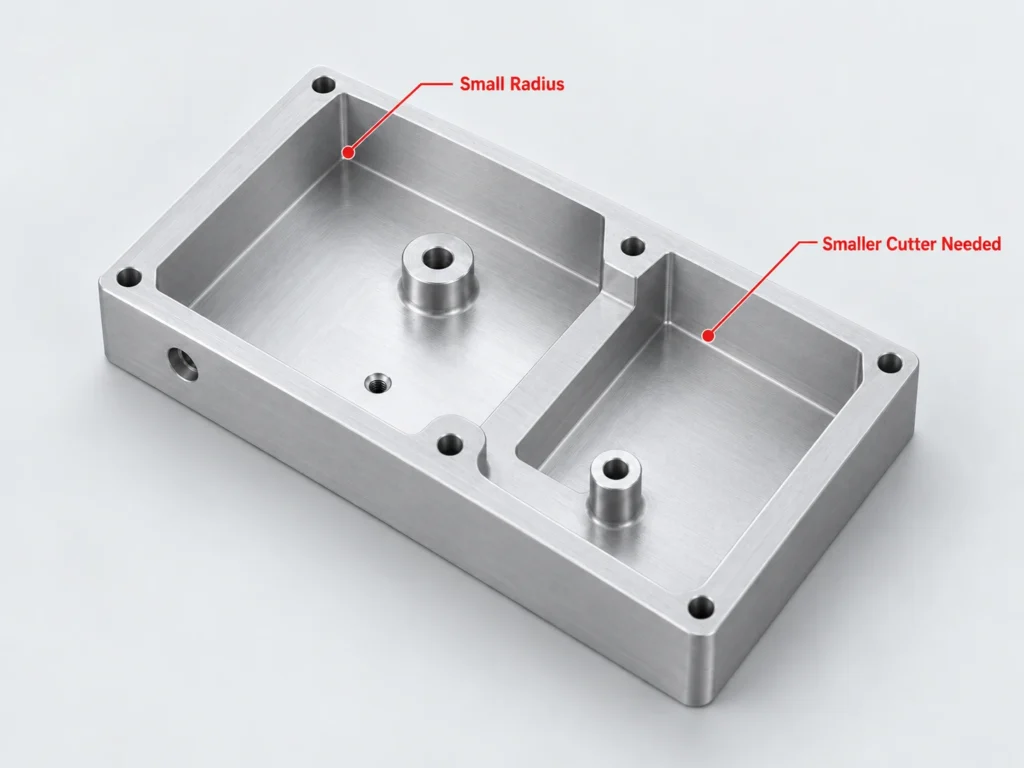 Dog-bone corner relief for square mating parts in CNC machining