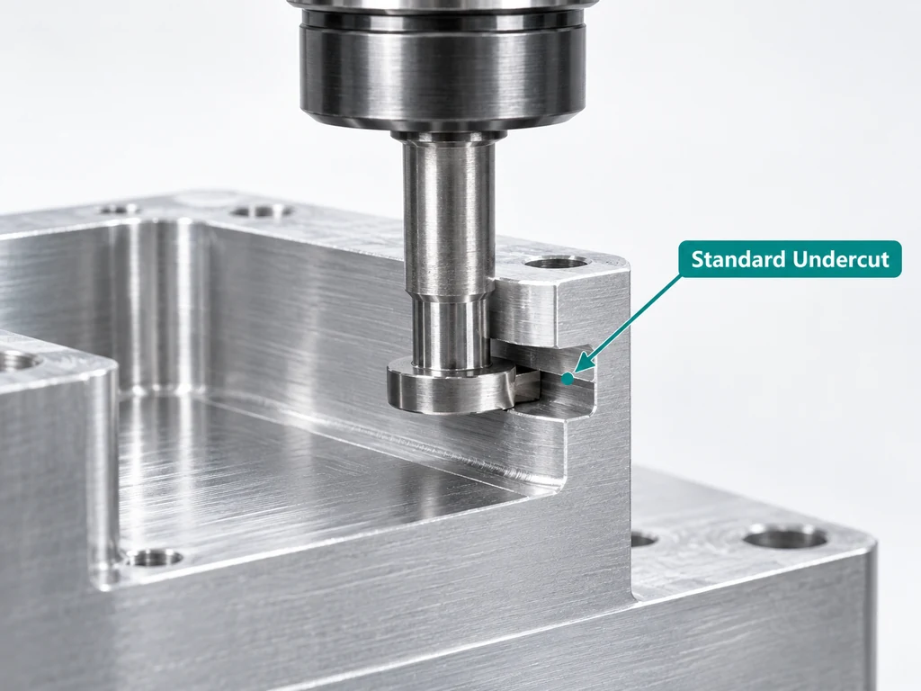 Standard undercut geometry designed for CNC machining with a specialty cutter