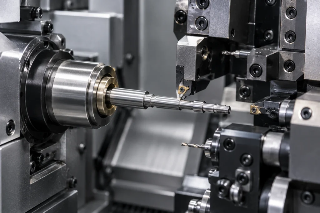 Swiss CNC machining of a small-diameter precision shaft
