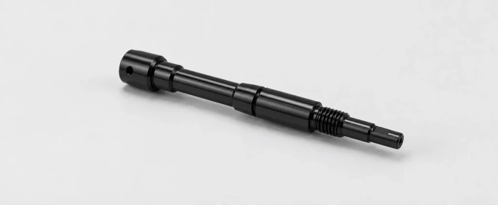 Black anodized aluminum Swiss-machined precision shaft