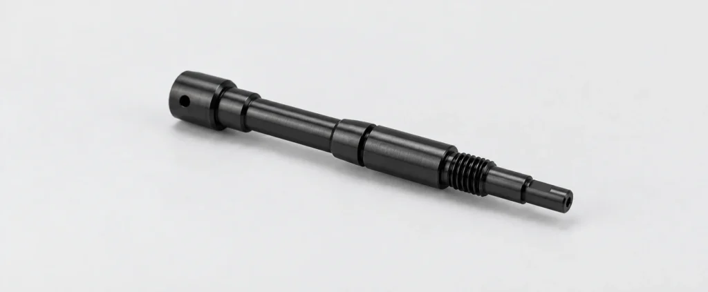 Black oxide finished Swiss-machined steel precision shaft