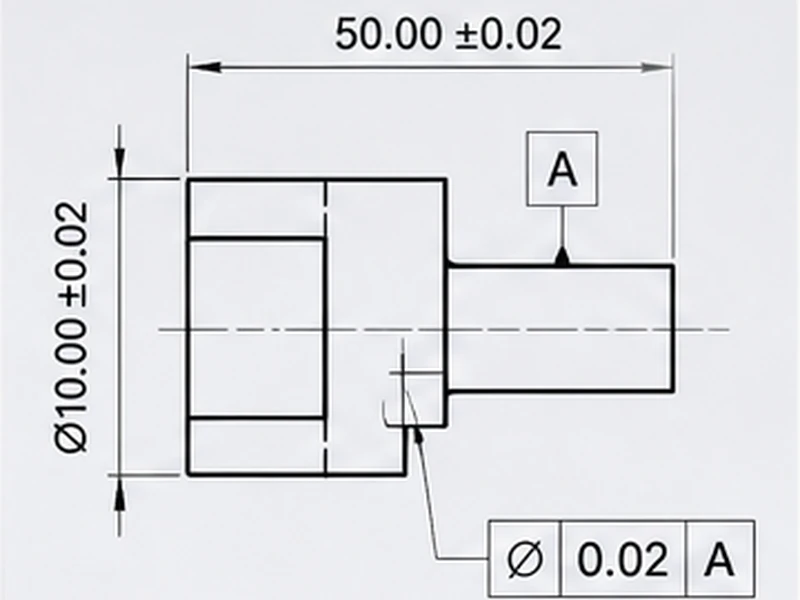 Engineering drawing showing CNC machining tolerance dimensions