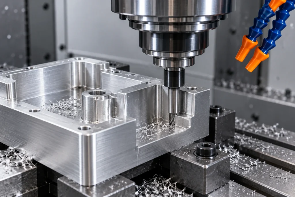 CNC machining aluminum part with tool access and cutter clearance considerations