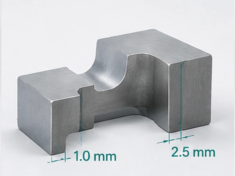 CNC machined part showing wall thickness design guidelines